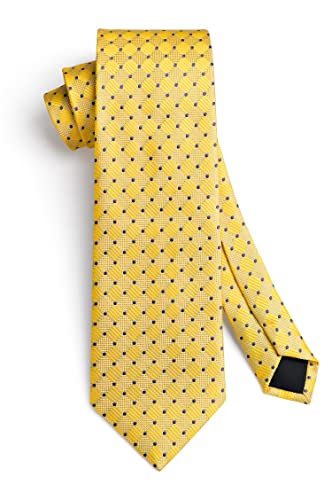 Hisdern B01N24CWSO Plaid Tie Handkerchief Woven Classic Men'S Necktie & Pocket Square Set,Yellow & Purple,One Size thumb #4