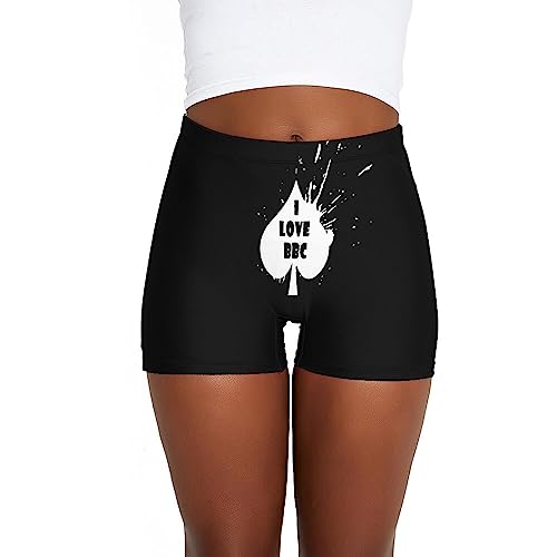 I LOVE BBC Women Workout Yoga Shorts, Breathable Athletic High Waist Running Gym Shorts 2XL