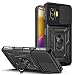 Produktbild Loyhee Hülle für Xiaomi Poco F4 GT 5G (6.67"), Kameraschutz Handyhülle mit 360 Grad Ring Ständer Weich TPU Bumper Stoßfest + Hart PC Rückseite Kratzfest Tough Armor Schutzhülle - Schwarz