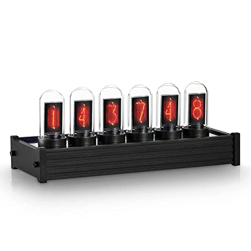 Eyes.sys, Nixie Tube Ips Vintage Digital Alarm Clock,6 Bit Rgb Glow Lcd Time Photo Display,Diy Nixie Tube Clock Simulation, 12 And 24 Hours Display,5V Usb Creative Retro Desk Decoration Gift (Black) #TOP6