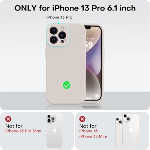 Vooii Compatible with iPhone 13 Pro Case, Liquid Silicone Upgrade [Camera Protection] [Soft Anti-Scratch Microfiber Lining] Shockproof Phone Case for iPhone 13 Pro 6.1 inch - Stone by Vooii - Used condition - Image 5