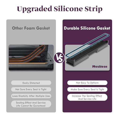 Mesliese Vacuum Sealer Machine, 85kPa 120W Automatic Food Sealer, Powerful Sealing System, Build-in Cutter | Bags Storage | Moist Mode and Air Suction Hose | 2 Bag Rolls and 5pcs Pre-cut Bags