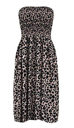 Image of Zyyfly Tube Top Dress Women Summer Beach Coverup Stretch Smocked Strapless Dress