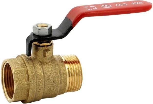 Válvula esférica de latón titulada 4MS 15S - macho hembra BSP mango rojo 1'' - lote de 5