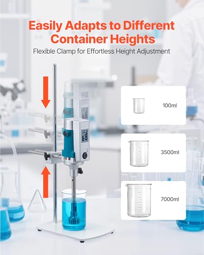VEVOR Homogenizer, 900 W Laboratory High Speed Dispersing Homogenizer, 2000-28000RPM High Shear Lab Mixer Emulsification Machine, Digital Display Blender, Stainless Steel, for Cosmetics/Food Industry - Thumbnail 4