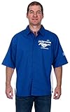 Men's Ford Mustang T-Shirt a Snap Down Royal Pit Crew Shirt (Large, Royal Blue)