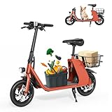 RIDWIND Electric Scooter with Seat for Adults, 450W Motor Foldable E Scooter for Adults with LCD Display,15.5MPH, 20 Miles Range, Max Load 265LB, UL2277 Certificate, Red