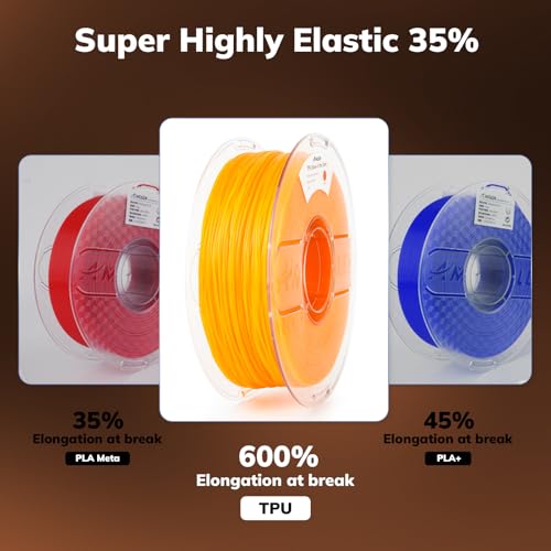 Image of AMOLEN 95A TPU 3D Printer Filament, 1.75mm Glow in The Dark Orange, Soft TPU Flexible 3D Printing Filament, Best with UV Lamps, 1kg Spool, Dimensional Accuracy + /- 0.02 mm, Fit Most 3D Printers