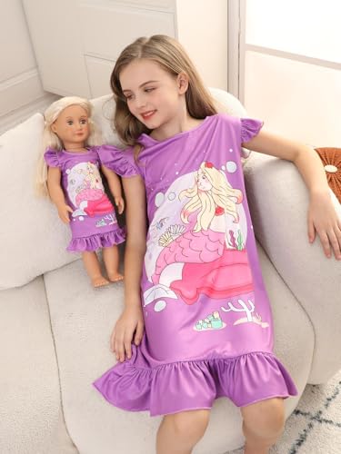Bow Dream Girl Dress Cute and Matching American Girl Doll Clothes Accessories for Girls Party Birthday Purple Mermaid4