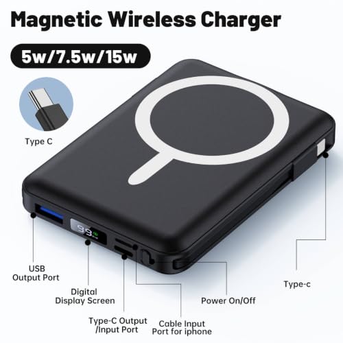 Vexnera Magnetic Portable Charger 10,000mAh, Dual USB-C Wireless Power Bank - image 2