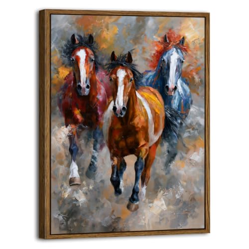 Image of Running Horse Wall Art Galloping Horse Pictures Wall Decor Abstract Abstract Horse Painting Print Nature Wildlife Horses Landscape Canvas Artwork for Living Room Bedroom Office Home Decorations 16x24 inch