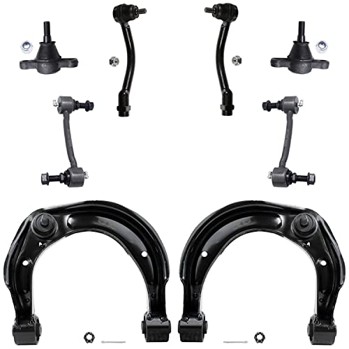 Image of Detroit Axle - 8pc Front End Suspension Kit for 2006-2010 Hyundai Sonata, 2006-2011 Azera, 2 Upper Control Arms, 2 Outer Tie Rod Ends, 2 Lower Ball Joints, 2 Sway Bars 2007 2008 2009 Replacement