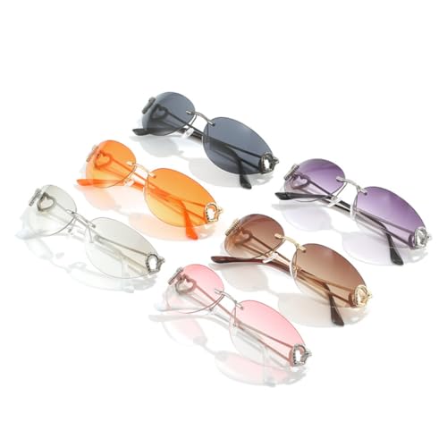 Lunettes de soleil sans monture double cœur au design œil de chat vintage