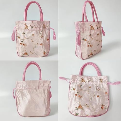 Bolso tote elegante de seda con tiras elásticas y diseño bordado para estilo diario miniatura 4