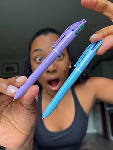 Stylos à bille 4 couleurs pastel BIC lot de 12 pour écrire sans effort et changer de couleur