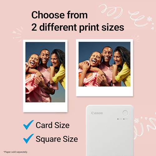 Image of Canon SELPHY QX20 Wireless Compact Photo Printer, Dye‑Sublimation Color Printing, Prints 2.1x3.4 /2.7x2.7 Card & Square Sizes, Built‑in Battery & Wi‑Fi, Portable Travel & Selfie Printer, White