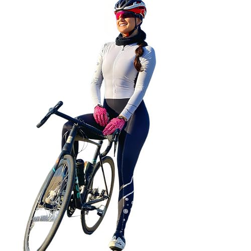 Maillot de cyclisme une pièce femme manches longues respirant à séchage rapide avec poches dos