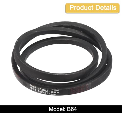 Image of uxcell 3 Pack B64 Classic Wrapped V-Belt, 67 inch Outside Circumference, Black Industrial Rubber V-Belt