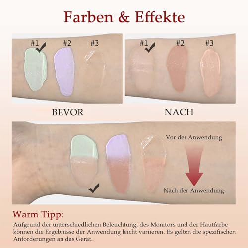 CC Cream Red Correct, CC Creme gegen Rötungen mit Centella Asiatica, Korean Make Up Fondation mit SPF 25, Full Cover Concealer mit Beruhigender Wirkung für einen Natürlich Gleichmäßigen Alle Hauttypen