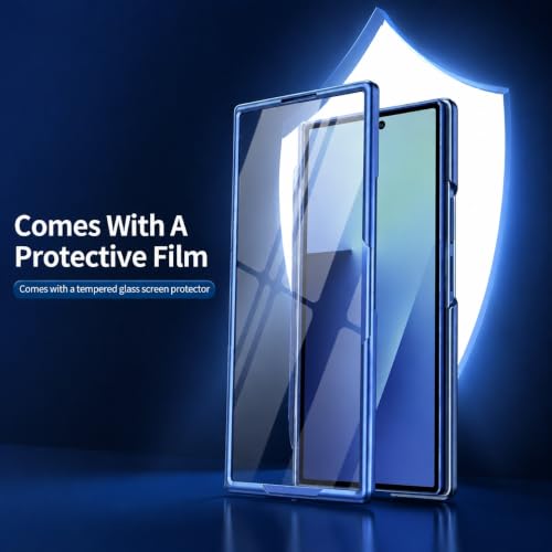 Image of amazon basics Armor Case for Samsung Galaxy Z Fold 8 Ultra with 360 Rotating Ring Stand, Built-in Screen Protector, Hinge Protection, and Included Stylus Pen (Matte Blue)