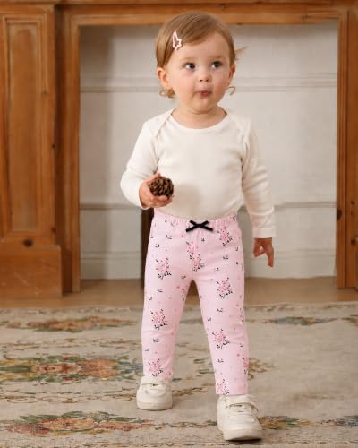 Image of Jecson Toddler Girl Leggings Baby Pants 3 Pack Stretchy Floral Clothes 1-4Y