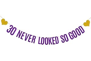30 NEVER LOOKED SO GOOD Banner, Pre-Strung, Purple Glitter Paper Banner Sign...