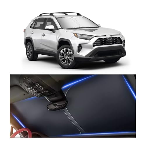 Image of Car Windshield Sun Shade Compatible with Toyota RAV4 2019-2025,Oxford Cloth Sun Shade for Car Windshield with Foldable Design,Windshields Cover Suns Shades for Blocking Heat with Storage Bag