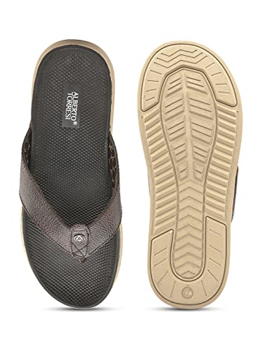Image of ALBERTO TORRESI African Leather Thongs for Men with Extra Padded Flexible Footbeds Brown