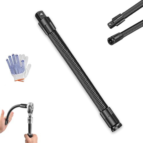 1/2 Flexible Shaft Extension Extender Torque Socket, Bend 45° for Tight Engine Bays, 360° Flex Reach Extensions Bar,Portable Hand Drive Tool for Tight Spaces(250mm)