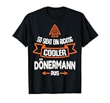 Sprüche & Geschenke Dönermann T-Shirt Schwarz Kurzarm Klein EU Regular Männer Geburtstag Klassisch Stehkragen Doppelt genähter Saum