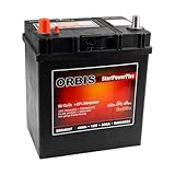 Autobatterie 12 V 40 Ah – gefüllt und geladen, wartungsfreie...