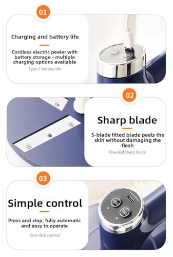 Image of Sajani Multipurpose Automatic Fruit & Vegetable Peeler, Rechargeable Electric Peeler with 5 Blades, Smart Garlic & Grape Peeling Tool for Home, Shop & Restaurant (Pack of 1) (Peeler and Egg Beater)
