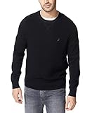 Nautica Men's Ribbed Sweater Sudadera, Color: Negro, L para Hombre