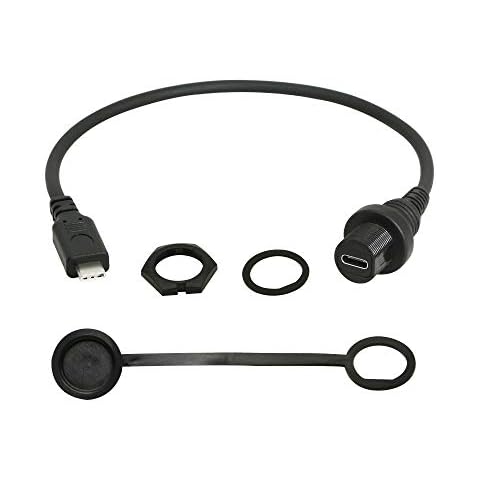CERRXIAN 30cm USB Type C 2.0 Car Mount Dash Flush Waterproof Extension Cable for Car, Boat, Motorcycle, Truck Dashboard (USB-C) Cover