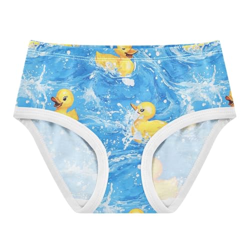 Wusikd Yellow Ducks Splashing Girls' Underwear Cotton Blue Water Girls Briefs Soft Toddler Underwear 2T