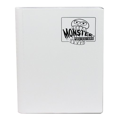 Monster 4 Pocket Trading Card Binder - Matte White Album, Anti-Theft & Anti-Drop TCG Protection w Side Loading Padded Pockets, Double Sided, Holds 160 Cards, For Sports, Gaming, Kpop, Gift