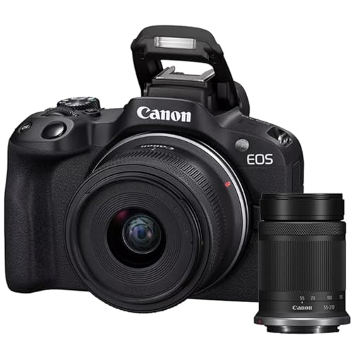 Image of Canon EOS R50 Mirrorless Camera 2-Lens Kit (18-45mm + 55-210mm is STM) | Beach Camera USA Warranty | Authorized Dealer | Sandisk 128GB Memory Card + Deco Camera Bag + Photography Guide