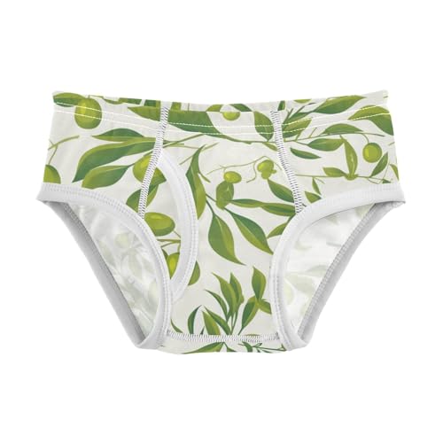 KLL Green Branch Olive Seamless Pattern Toddler Boy Comfort Briefs Cute Undies