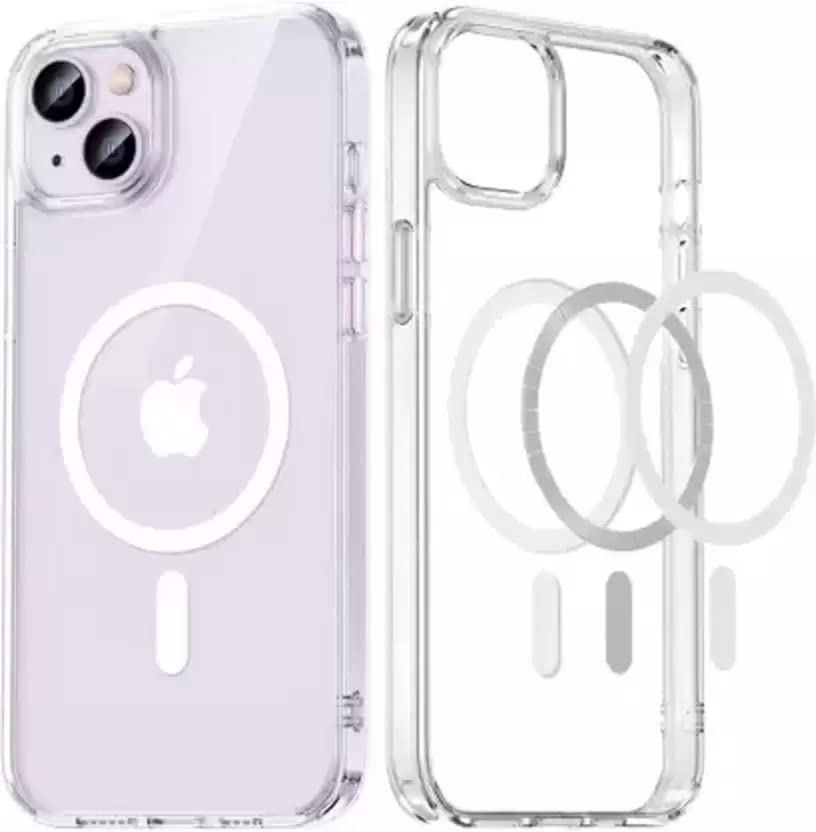 Image of Hupshy iPhone 13 Back Cover with Cover, Hard Acrylic Back, Shockproof Air-Guard Corners, TPU Phone Cover, Scratch Resistant Back Case for iPhone 13 [Transparent]
