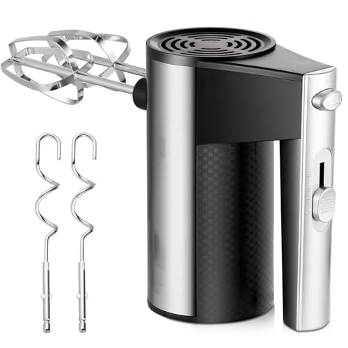 Batidora de mano de 600 W, batidor de huevos portátil de 5 velocidades, acero inoxidable para hornear, cocinar, amasar y batir