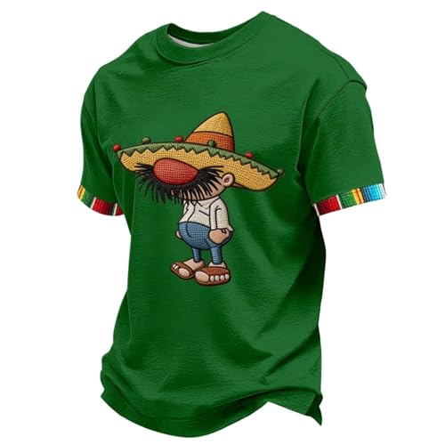 T-shirt drapeau mexicain homme à col rond et manches courtes pour la plage