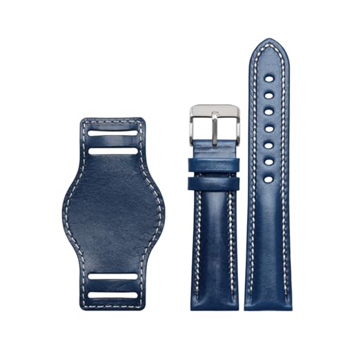 Cong Yi �{�v�u���X���b�g 18 �~�����[�g�� 20 22 �~�����[�g�����v�X�g���b�v�����Y���v�o���h�ƃ}�b�g�r���v�o���h���� Leatherbracelet(Blue-silver,22mm)