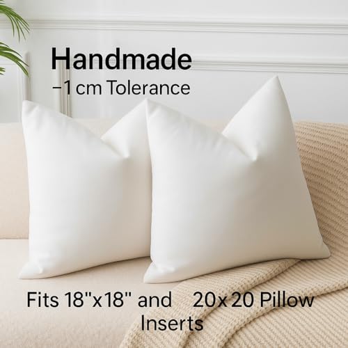 Image of Velvet Throw Pillow Covers 18x18 Set of 2 for Couch Bed Sofa,Cream White | Decorative Soft Cushion Covers with Invisible Zipper for Modern Living Room Bedroom Home Decor