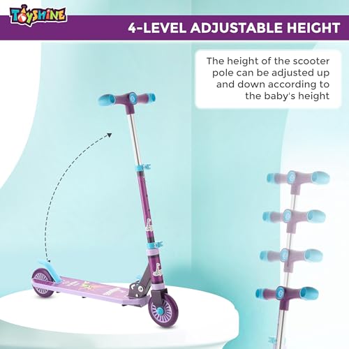 Image of Toyshine Jumbo 2 Wheel Runner Scooter with Anti Slip ABS Base Aluminium Structure Height Adjustable Handlebar Foldable Max Load 50kg for Boys and Girls Ages 4 and Above - Purple