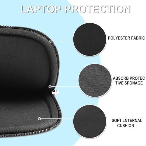 Laptop Sleeve Case 14 inch, Shockproof Protective Laptop Cover Briefcase Carrying Computer Bag with Accessory Pocket Portable Computer Sleeve for 14" MacBook, HP, Dell, Lenovo, Acer, Black by ampoock - Image 4
