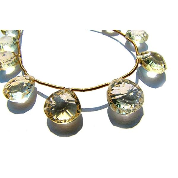 BONLISONS Citrine naturelle Semi-précieuse Coeur Coupe concave perles de qualité AA pour la Fabrication de Bijoux | Collections de perles Semi-précieuses | perles de Citrine