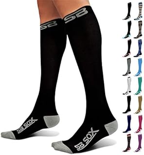 SB SOX Compression Socks (20-30mmHg) for Men & Women – Best Compression Socks for All Day Wear, Better Blood Flow, Swelling! (Large, Black/Gray)