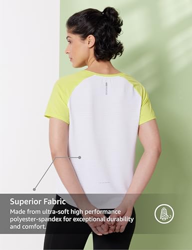Image of Symbol Premium Women's Solid Regular Fit Sports Stretch T-Shirt | Round Neck | Raglan Sleeve | Moisture-Wicking | Activewear | Running | Gym | Plain (Available in Plus Sizes)