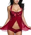 Avidlove Lingerie for Women Lace Babydoll Dress Bridal Langerie Negligee Ruffle Halter Chemise