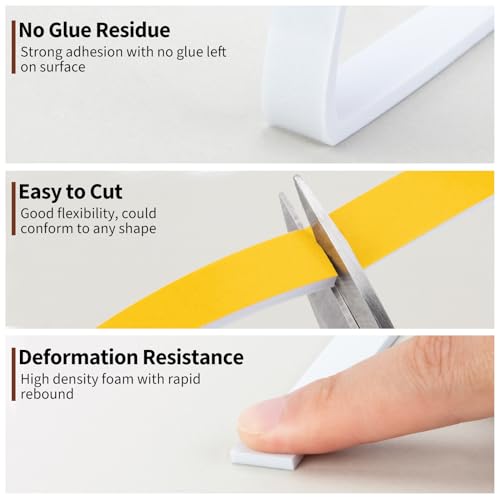 Image of Yotache Weather Stripping Door Seal Strip White 3 /8 inch x1 /8 inch, 50Ft Total